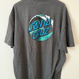 Santa Cruz Gray Men's Short Sleeve Wave Logo Tee Shirt Size 2XL